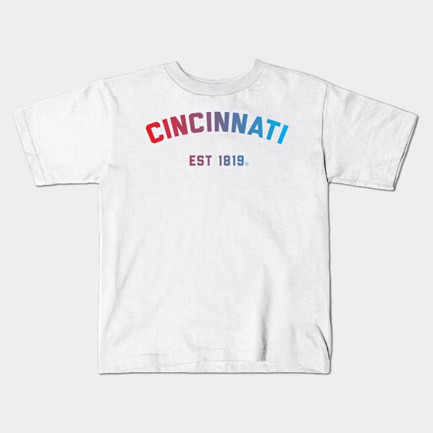 Cincinnati Est. 1819 Kids T-Shirt by madebyrobbycee